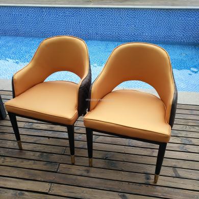 家具 度假酒店休闲餐椅会所金属仿木椅_义乌市世誉酒店用品有限公司