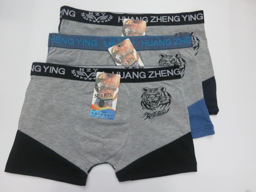 Men‘s Underwear Tiger Head Printed Polyester Cotton Boxers Wide-Brimmed Boxers