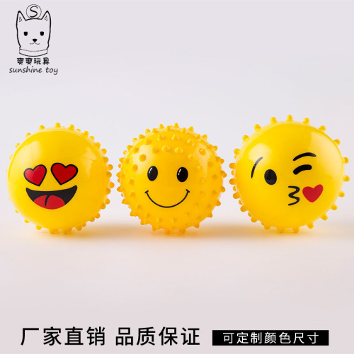 customizable pvc multi-color labeling smiley face expression ball watermelon horn toy ball parent-child massage ball wholesale