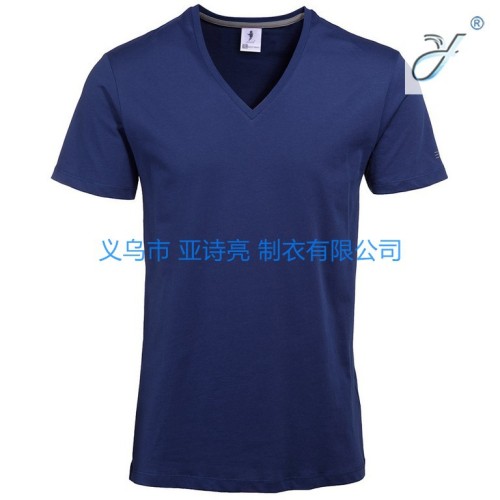 factory supply casual cotton two-color v short sleeve contrast color men‘s t-shirt diy custom advertising shirt t-shirt