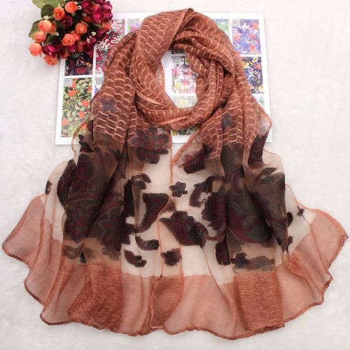 new scarf artificial silk cut flower scarf shawl dirty dyed chain artificial silk scarf scarf qunfang love