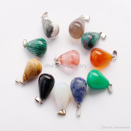 Natural Stone Decoration with Three-Dimensional Water Drop Pendant Amethyst Green Gold Agate Gold Sand Blue Sand Protein