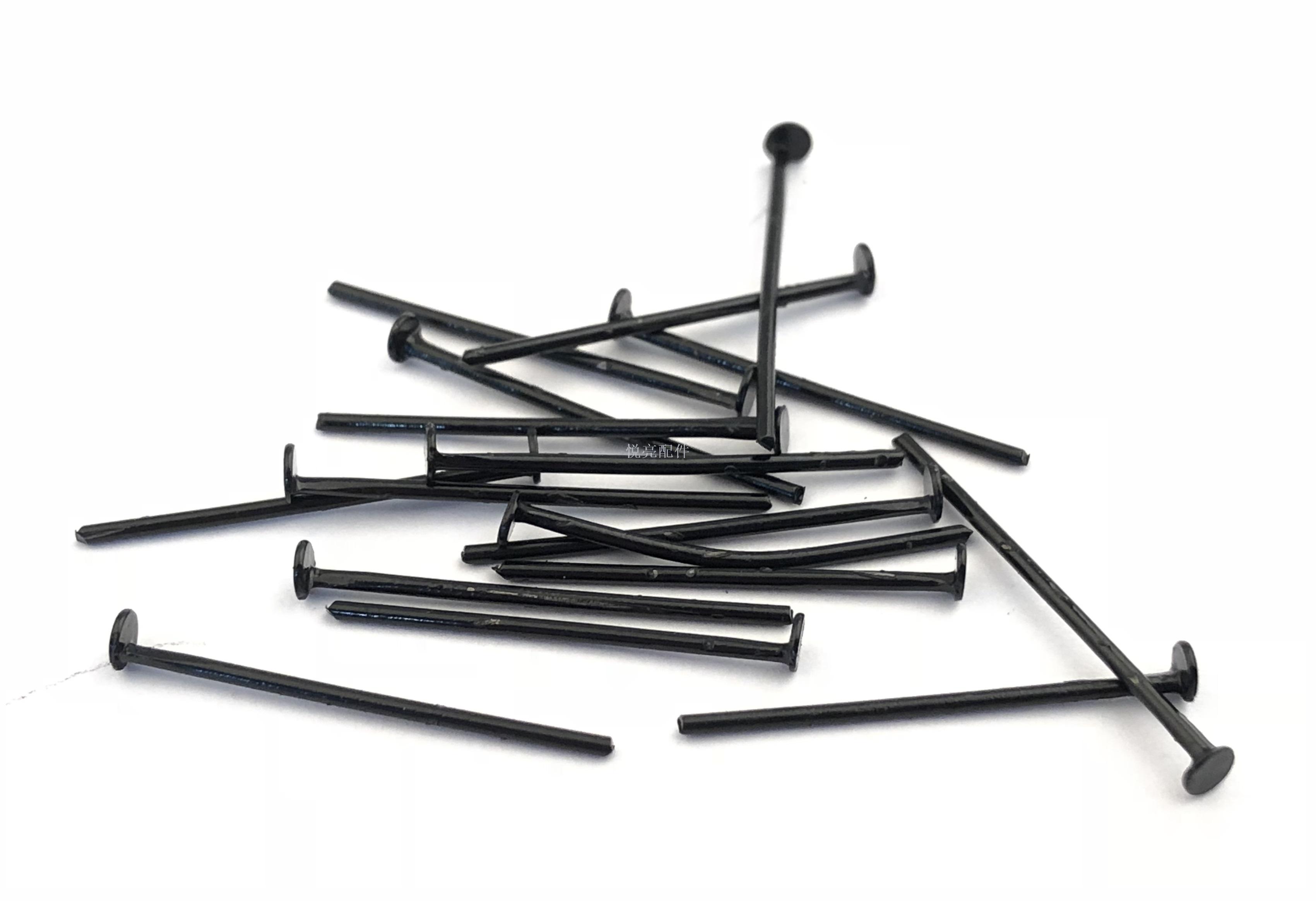 diy饰品配件 悦亮金属饰品配件 铁针t针平底针电泳黑实黑特殊颜色