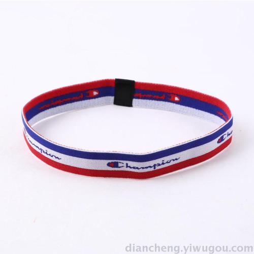sports fashion brand elastic hair band elastic headband red， white and blue elastic band manufacturers