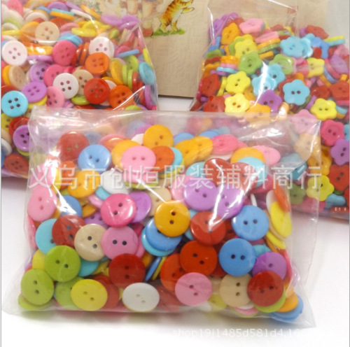Factory Direct Supply Spot Color Nylon Button Plastic Button Two Eyes Four Eyes Thin Edge Wide Edge Flower Button