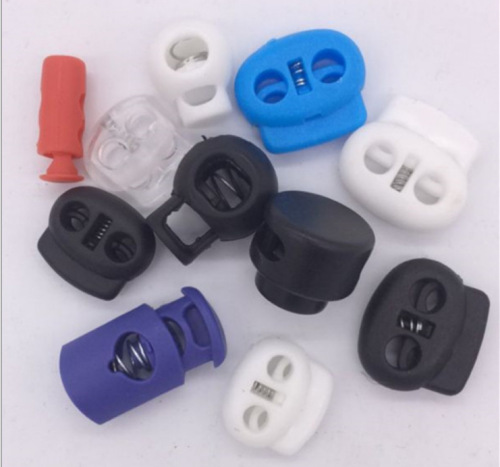factory direct luggage accessories plastic spring buckle white nylon string clip pom white transparent spring buckle