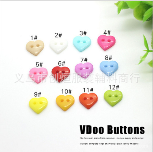 factory direct sales peach heart candy color children buttons buckle handmade finish 11 * 10mm black and white in stock