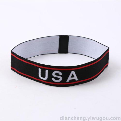 USA Sports Style with Letters Elastic Hair Band Stretch Headband Ornament