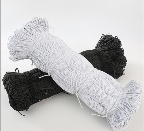 factory direct sales 1-3mm thin elastic rope factory black and white elastic rope wholesale round elastic band elastic rope line