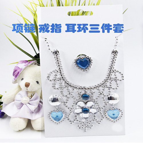 children‘s diamond ring necklace earrings from stock