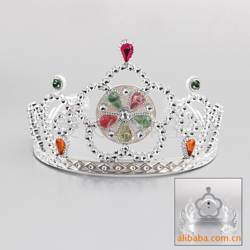 Factory Direct Sales Flashing Princess Crown with Light Environmental Protection Material Plastic Electroplating Crown Wholesale