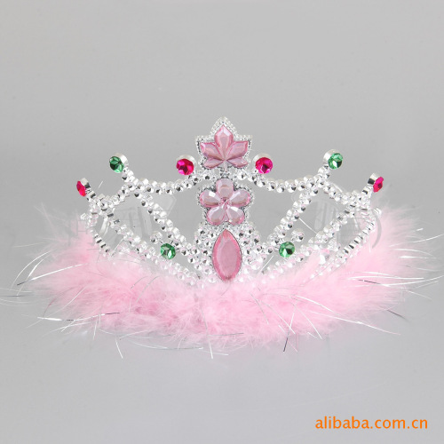 factory direct sales all kinds of princess crown with feathers crown hair clasp children hair accessories children headwear