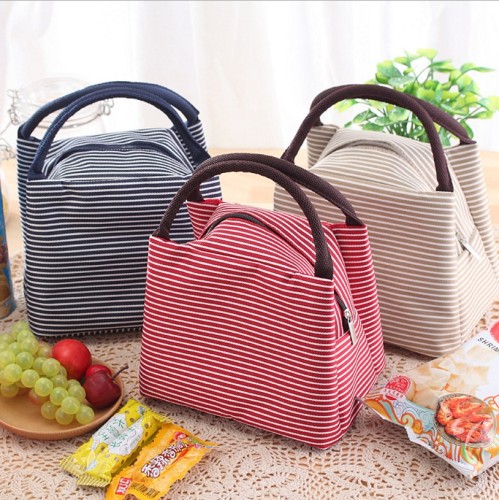 Striped Thermal Insulation Bag Student Lunch Bag Hairy Crab Ice Pack Fresh-Keeping Bag Portable Lunch Box 