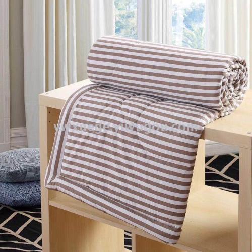 Ywxuege Washed Cotton Summer Quilt Air Conditioning Quilt Single Double Summer Cool Quilt Student Quilt Children-Striped Coffee 