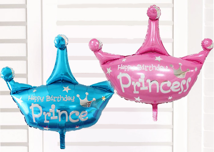 儿童生日派对迷你公主皇冠气球 happy birthday铝膜气球_金华市华亨纸