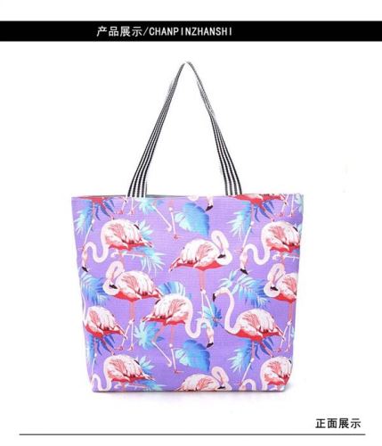 Flamingo Series Canvas Bag Shoulder Women‘s Bag Shopping Bag Casual Cloth Bag Factory Direct Sales