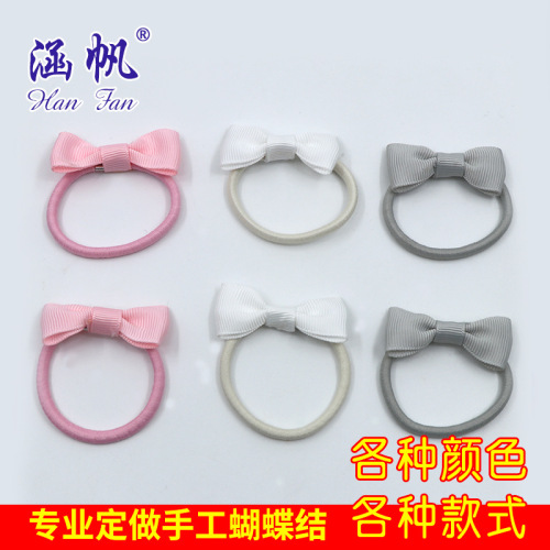 new fashion ribbon bowknot fabric rubber band hair accessories wholesale korean new ribbon bow