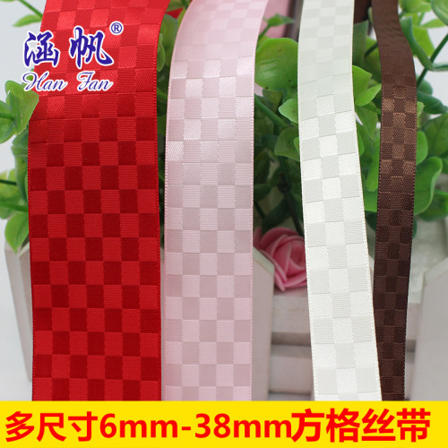 factory direct multi-size polyester plaid ribbon special square plaid pattern ribbon can be customized spot sales