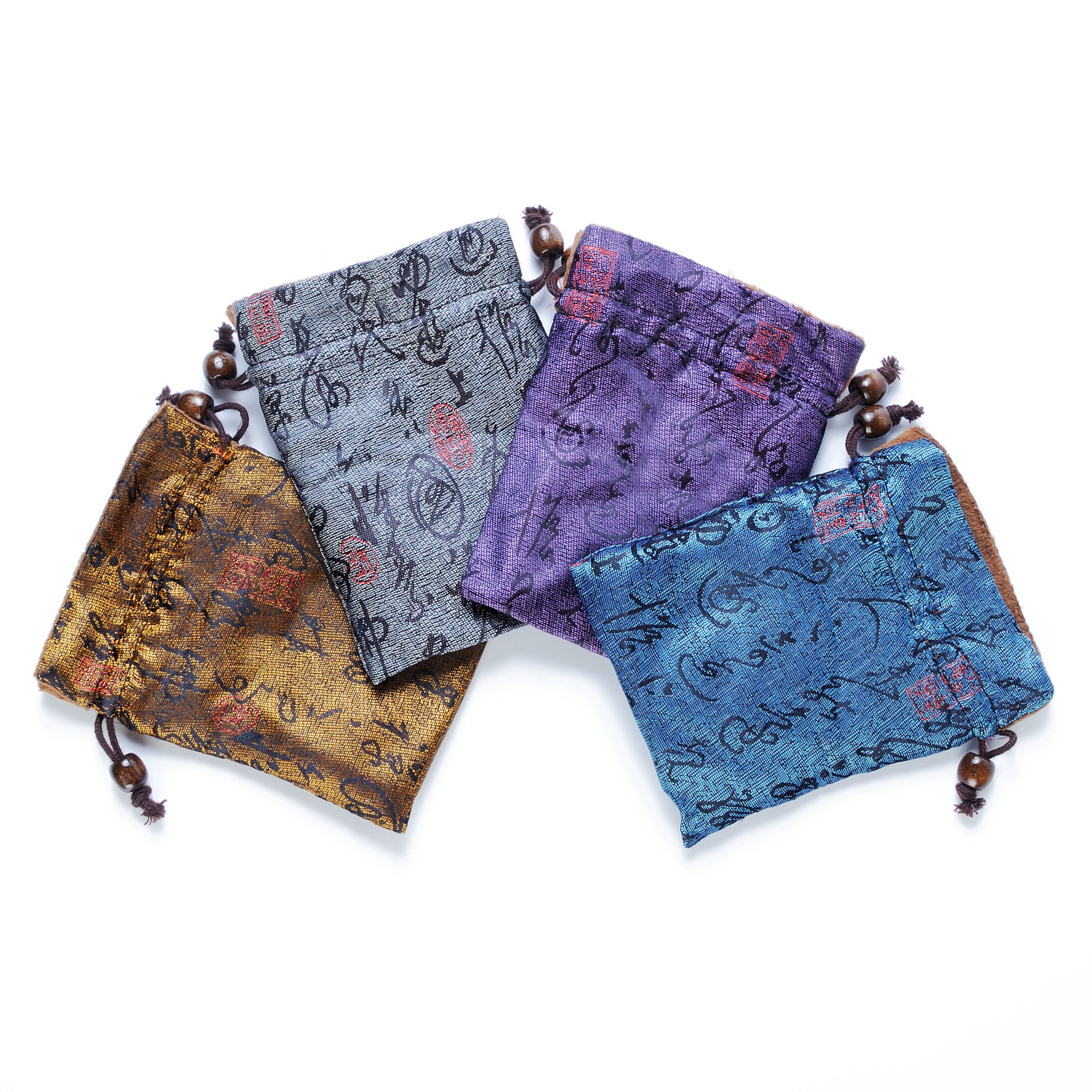 Wholesale Buddha Beads Antique Packaging Bag Dyed Satin Jewelry Gift Bag Drawstring Drawstring Pocke
