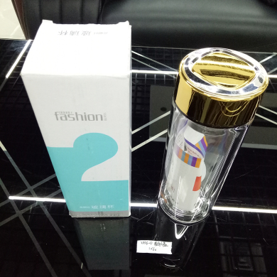 2336-d普通方盖玻璃杯茶杯隔热高档礼品杯办公商务水杯