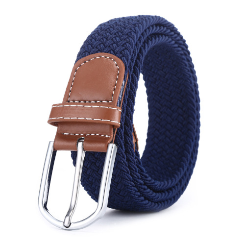 Factory Direct Sales Men‘s and Women‘s Belt Woven Leather Belt Stretch Canvas Pin Buckle Belt Versatile Universal Leisure One Piece Dropshipping