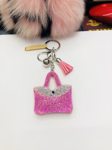 popular korean mini diamond-embedded small bag fashion tassel keychain pendant bag mobile phone pendant factory wholesale