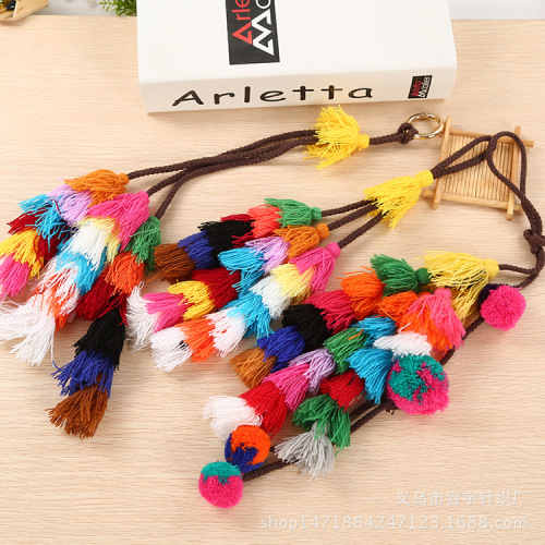 Pants Bohemian Hippie European and American Style Mix and Match Fur Ball Tassel Belt Hair Accessories Hat Accessory Hanging Ornaments