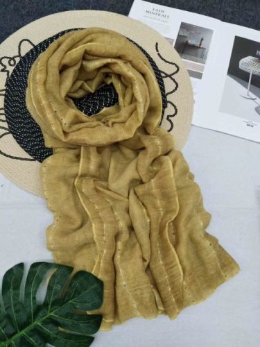 spring and summer new artistic retro rayon yarn-dyed dirty dyed scarf cotton and linen pure color scarf large shawl female 20
