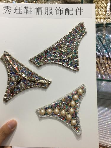bright diamond plastic mesh hot stamping rhinestone shoe flower diamond
