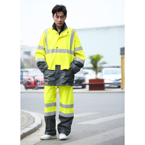 creative new fashion pvc traffic safety reflective strip adult raincoat suit yiwu factory custom wholesale