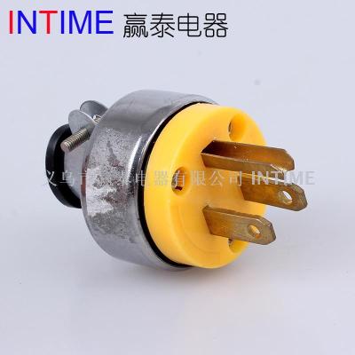 American two flat one round 3 pin top plug metal shell 125V15A