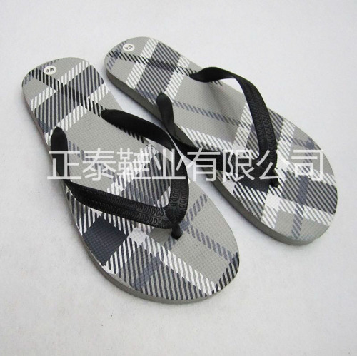 Gray Grid Customized by Manufacturers printed Men‘s Flip-Flops Beach Flip-Flops Wholesale