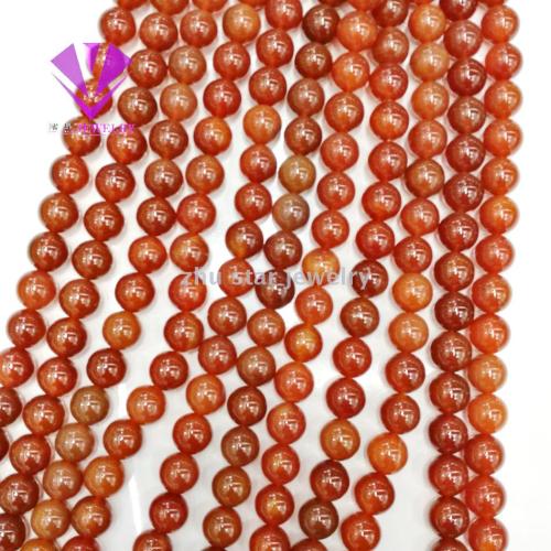 Natural Stone Crystal Various Colors Chalcedony Semi-Finished Products Red Agate Chalcedony Chalcedony Stered Beads DIY Ornament Beaded Supply Wholesale