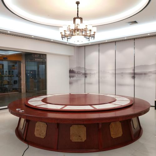 Hotel Box Solid Wood Electric round Table New Chinese Style Solid Wood Marble Dining Table Customized