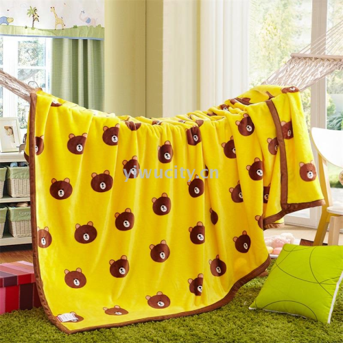 Ywxuege Covered Blanket Coral Flannel Blanket Flannel 280G Blanket Net Sale Bear Family