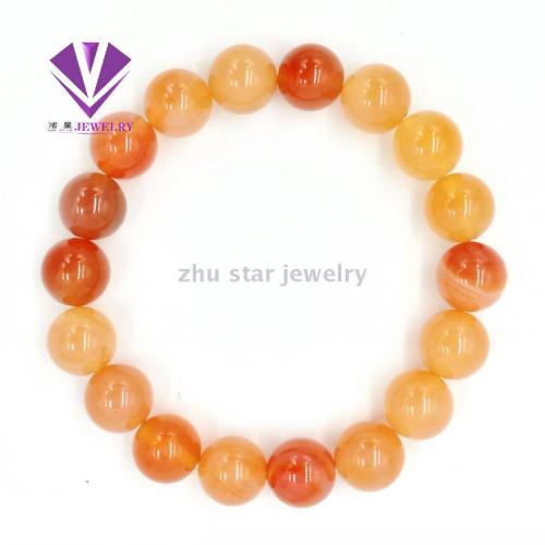 Zhuxing Natural Stone Ornament Accessories round Beads Hot Flower Pink Agate Bracelet 5455