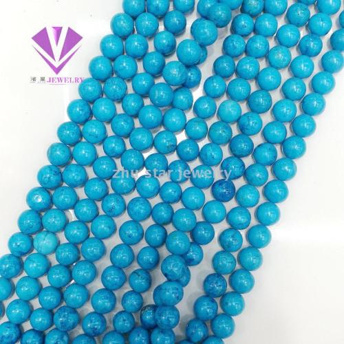 european and american diy handmade jewelry accessories natural stone turquoise stered beads round beads bracelet nece bracelet pendant