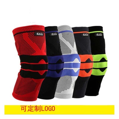 Silicone knee - protecting basketball, football, cycling, running, sports spring support 3d knitting bump breathable