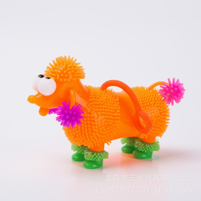 New products hot selling whistling poodle shining toy hair ball vent BB call seven color sound ball manufacturer