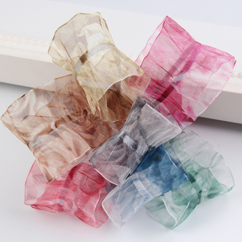new korean single wrinkle printed snow ribbon clothing clothing ribbon packaging ribbon single-sided double fold crepe ribbon