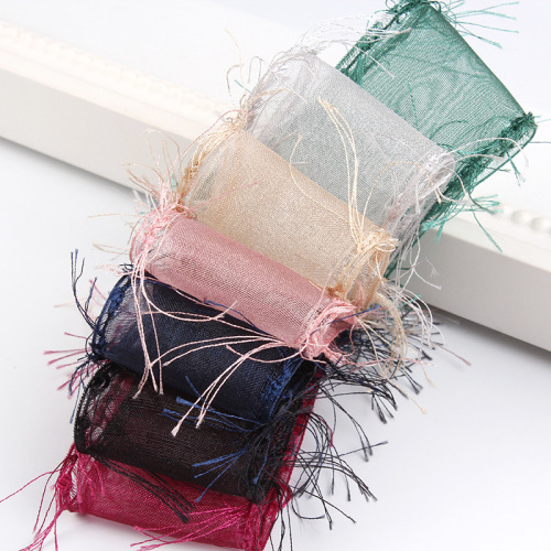 korean ribbon burr snow yarn ribbon diy handmade clothing material gift packaging jumper tassel edge transparent ribbon