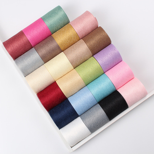 Factory Direct Sales Korean Cotton Belt Polyester Cotton Ribbon DIY Handmade Hair Accessories Bow Color Double-Sided Cotton and Linen Ribbon Ribbon 
