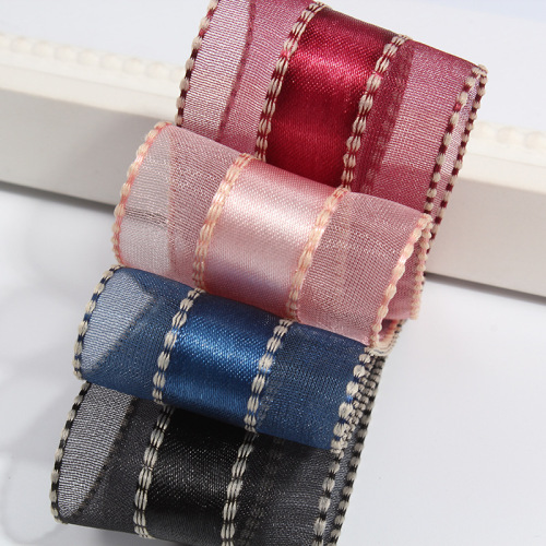 Korean Medium Satin Jumper Yarn Hair Accessories Bow Material Bouquet Ribbon gift Packaging Ribbon Snow Yarn Ribbon