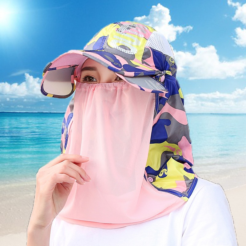 Summer cycling neck shields sun hat is suing sun visor hat retractable cap dust respirator cap sunsc