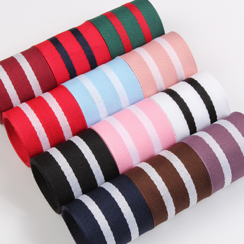 Polyester Two-Color Stripe Belt Middle Double White Thread Yarn-Dyed Gift Box Packaging Material Cap straw Hat Clothing Accessories