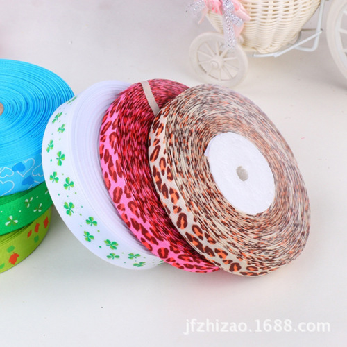Ribbed Band Printing Leopard Ribbon Clothing Accessories Gift Packing Ribbon Printed Ribbon Multi-Color Optional
