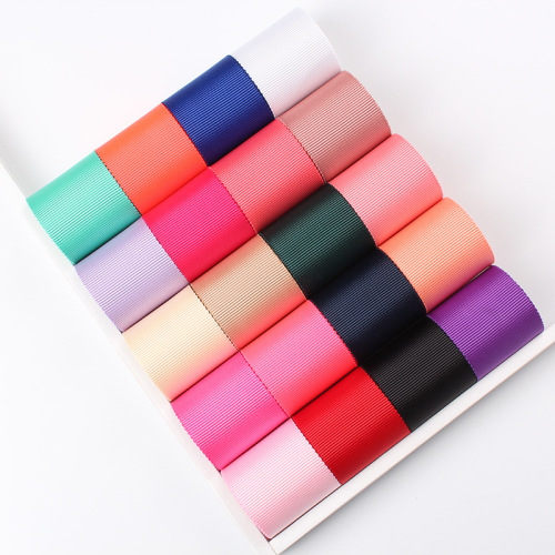 korean polyester ribbon solid color thread natural dyed horizontal pattern hat band color double-sided loop rib ribbon