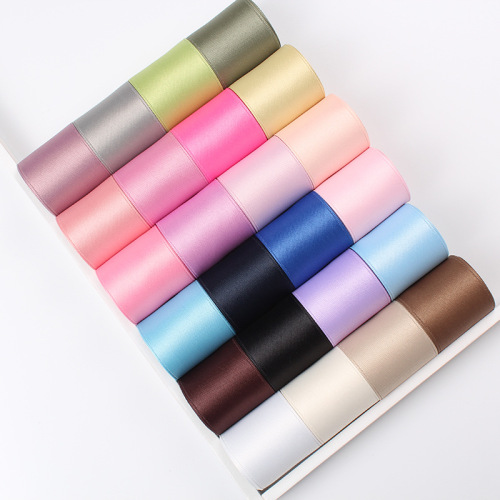 Korean Ribbon Double-Sided Cotton Tape Color Polyester Cotton Ribbon DIY Handmade Bow Strap Clothing Accessories Bag Decoration
