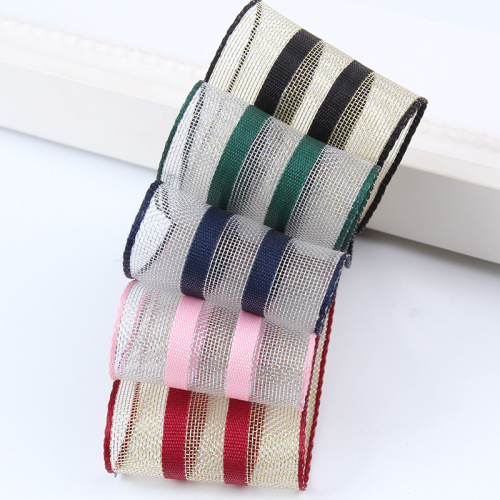 factory promotion gold and silver silk stripe belt korean handmade diy bow material gold and silver metal mesh belt