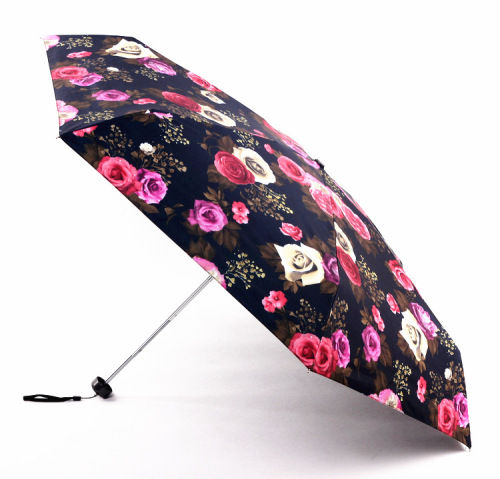 Vinyl Full Shading Mini Sunshade Folding Compact Mobile Phone Sun Umbrella Sunshade Flower Five-Fold Umbrella